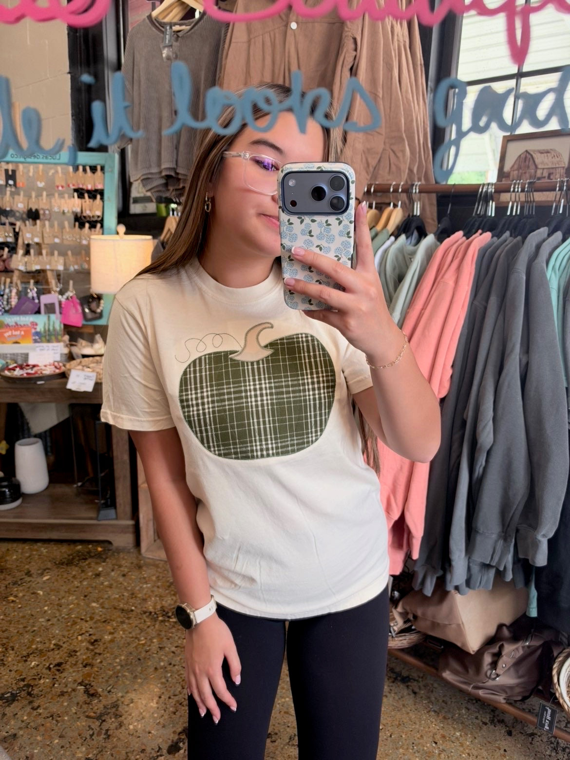 Green Plaid Pumpkin Tee