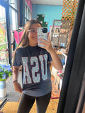 Navy Blue USA Tee