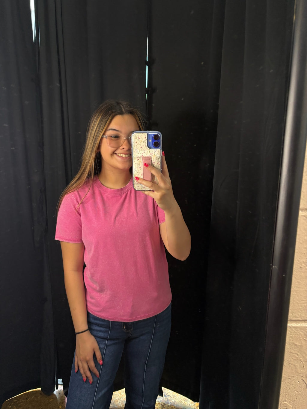Mineral Wash Short Sleeve Crew Neck Top