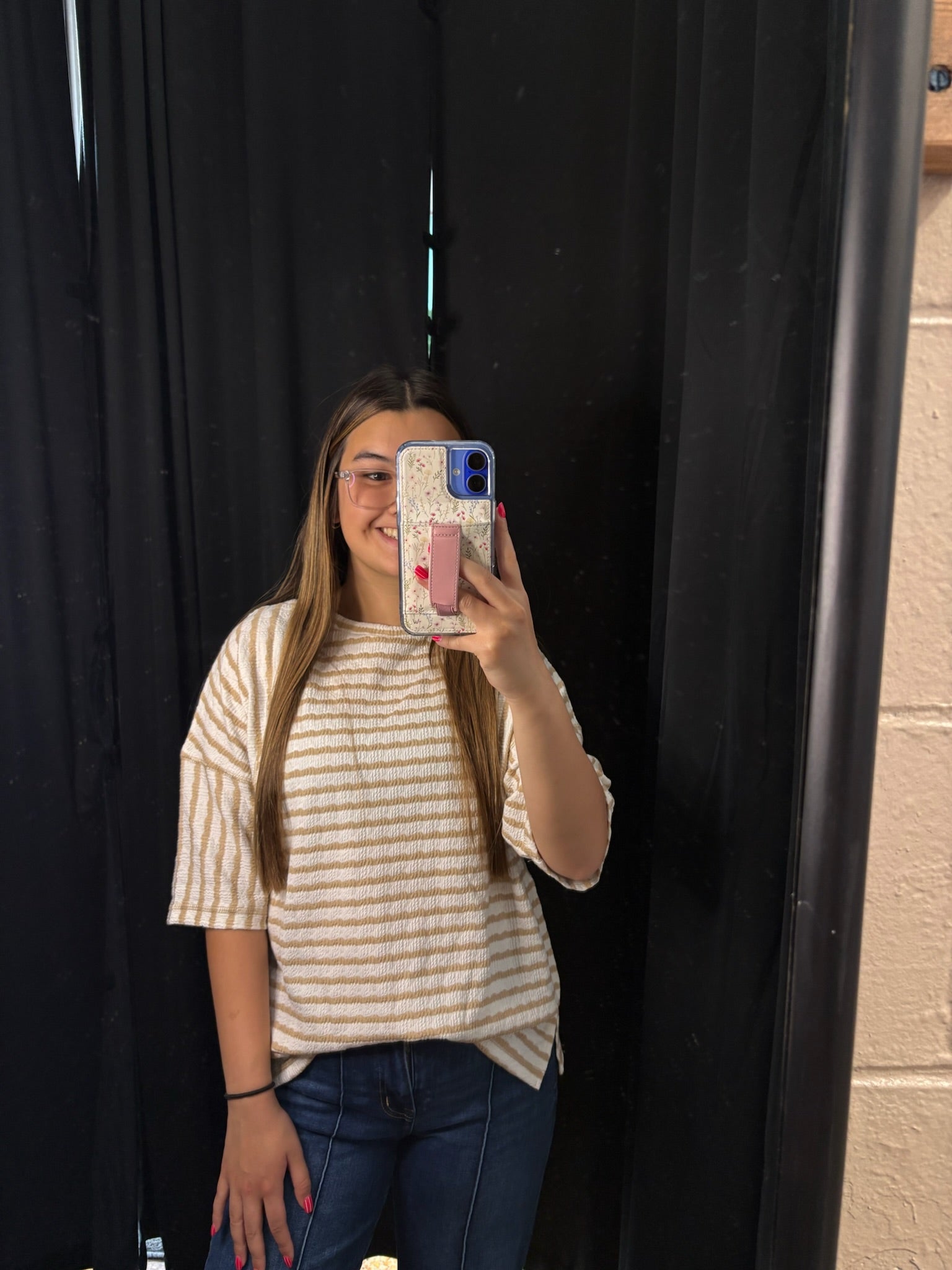Textured Striped Knit Tee