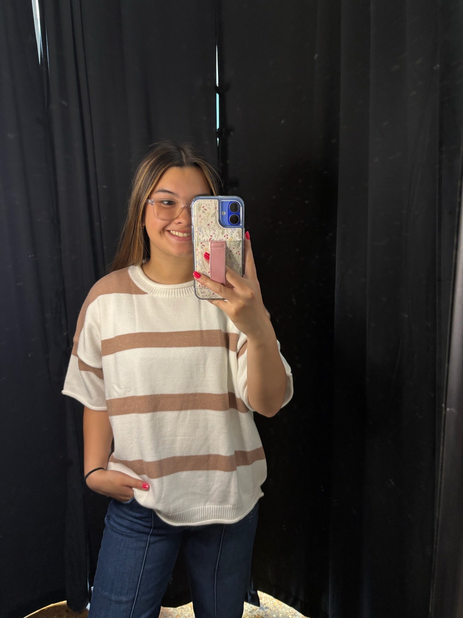 Khaki Striped Knit Sweater
