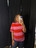 Bright Pink/Orange Striped Top
