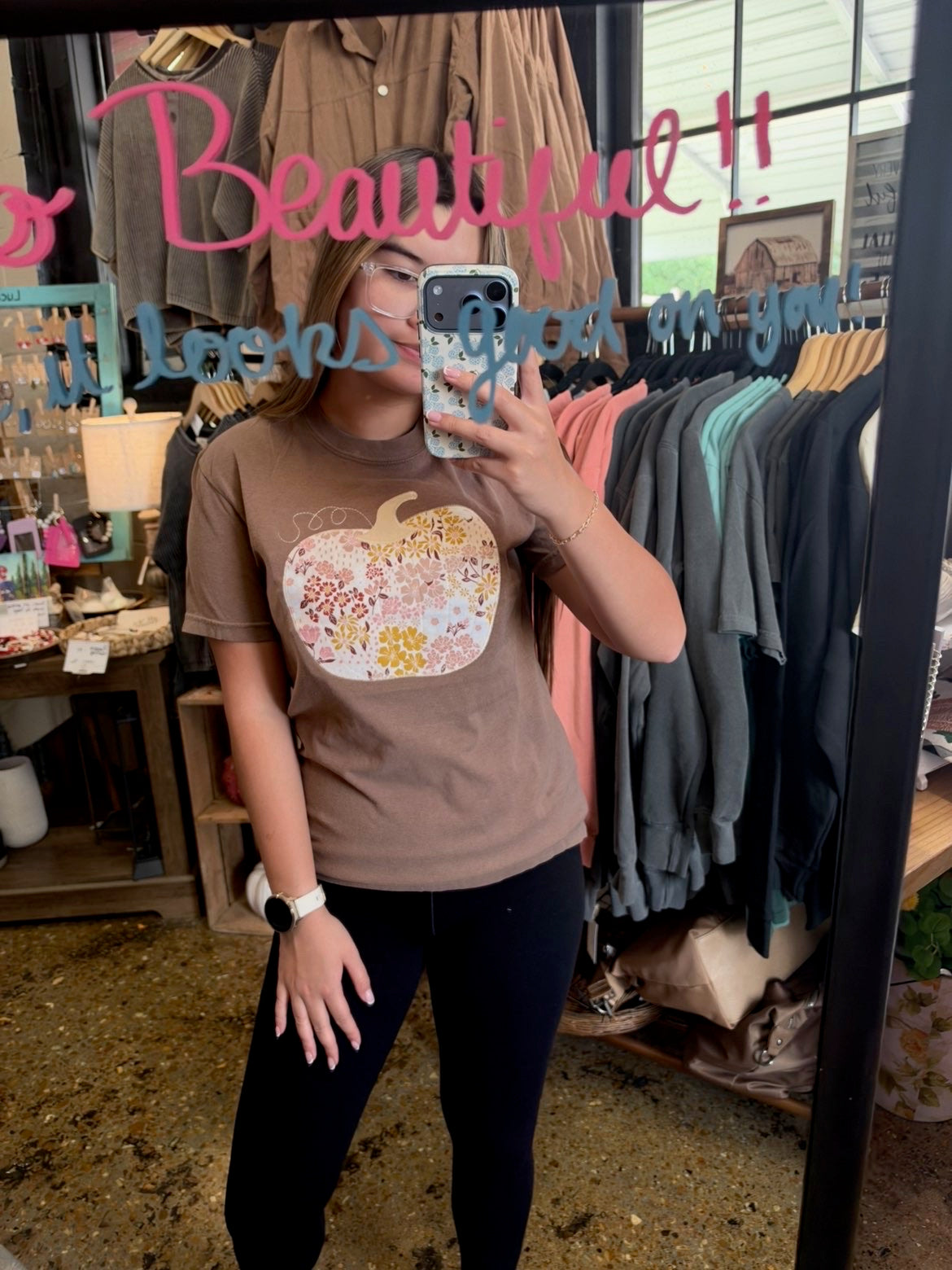 Fall Floral Pumpkin Tee