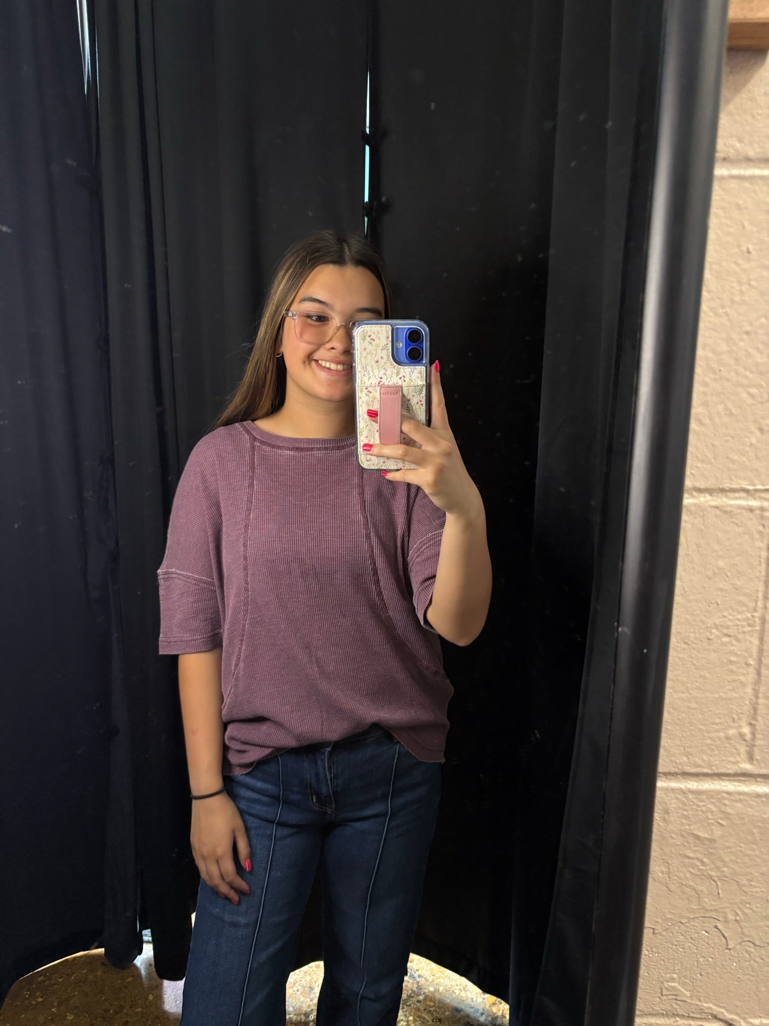 Dark Plum Waffle Tee