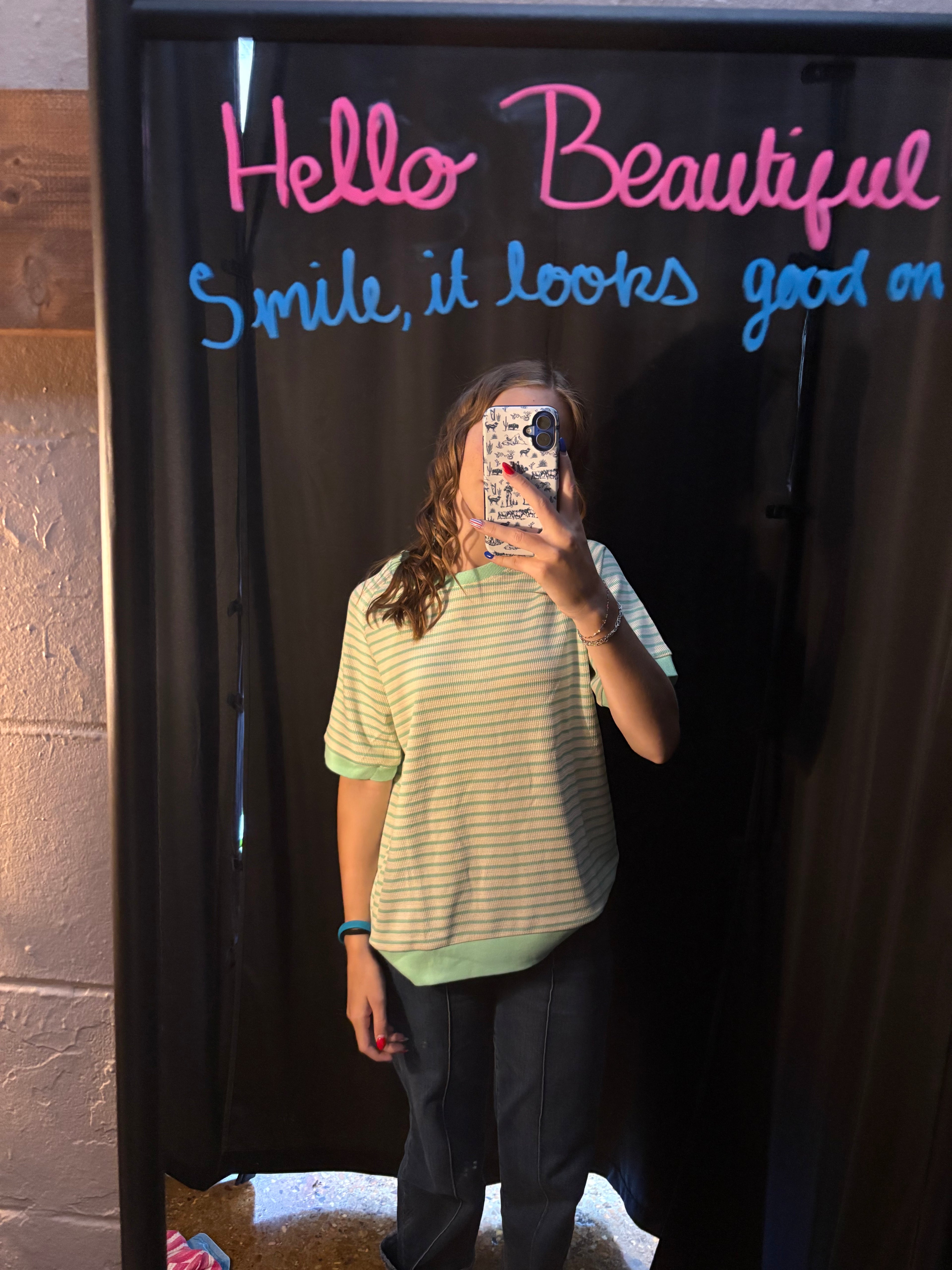 Striped Colorblock Green Stripe Tee
