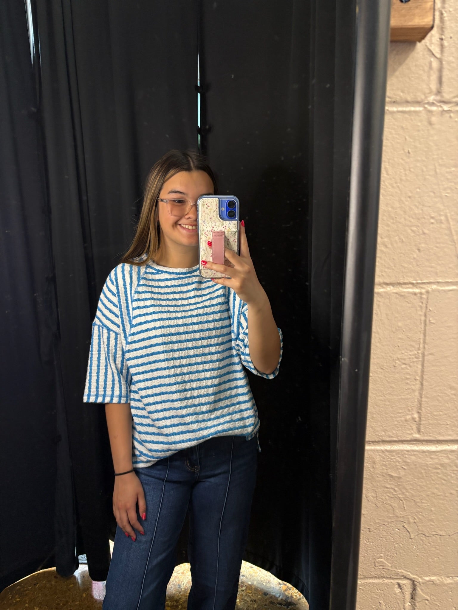 Textured Striped Knit Tee