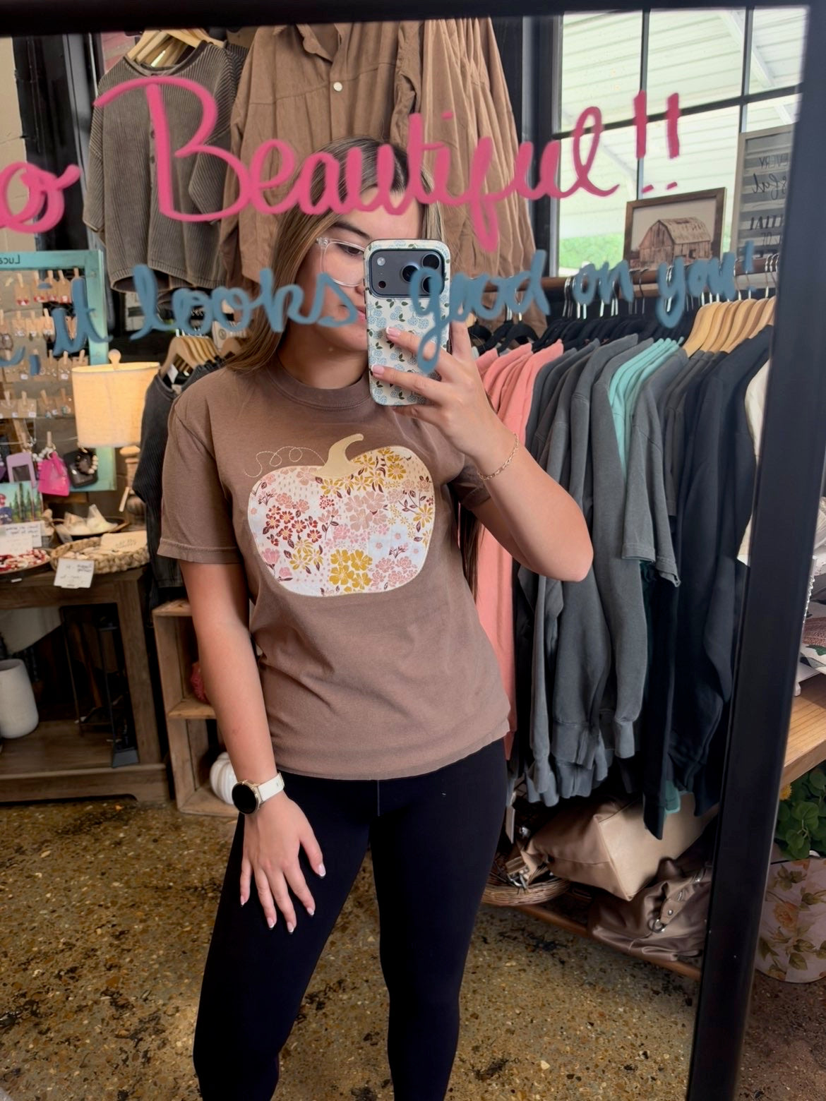Fall Floral Pumpkin Tee
