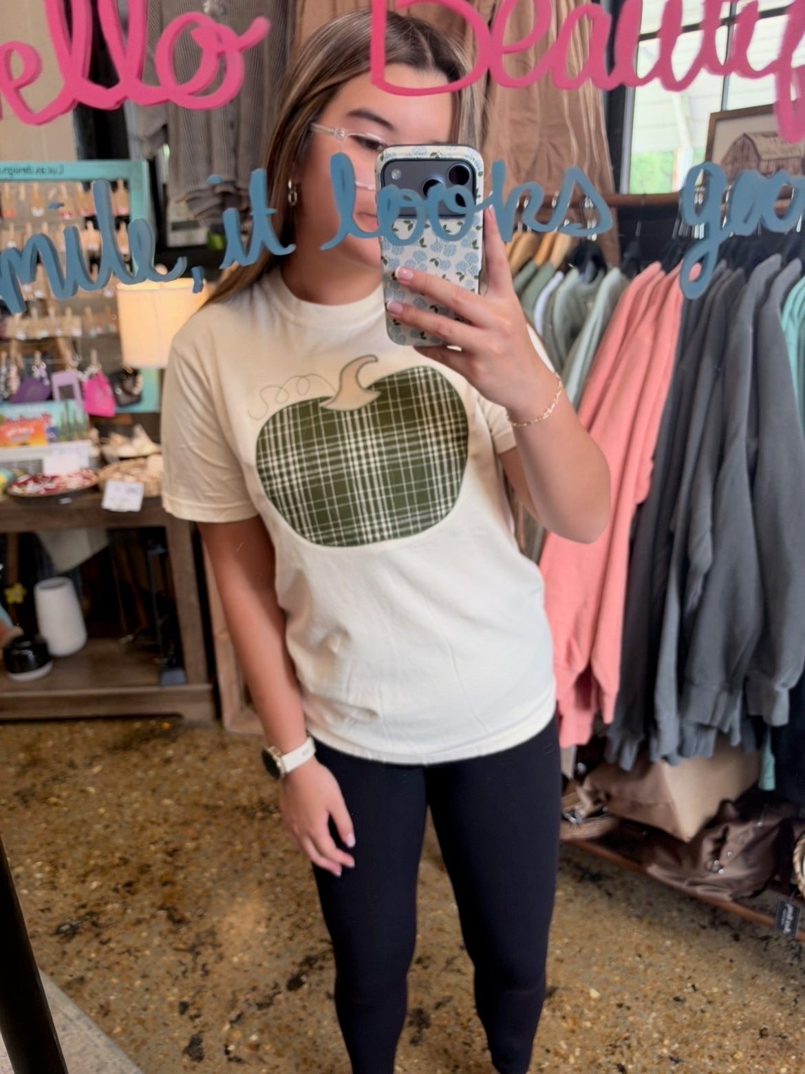 Green Plaid Pumpkin Tee