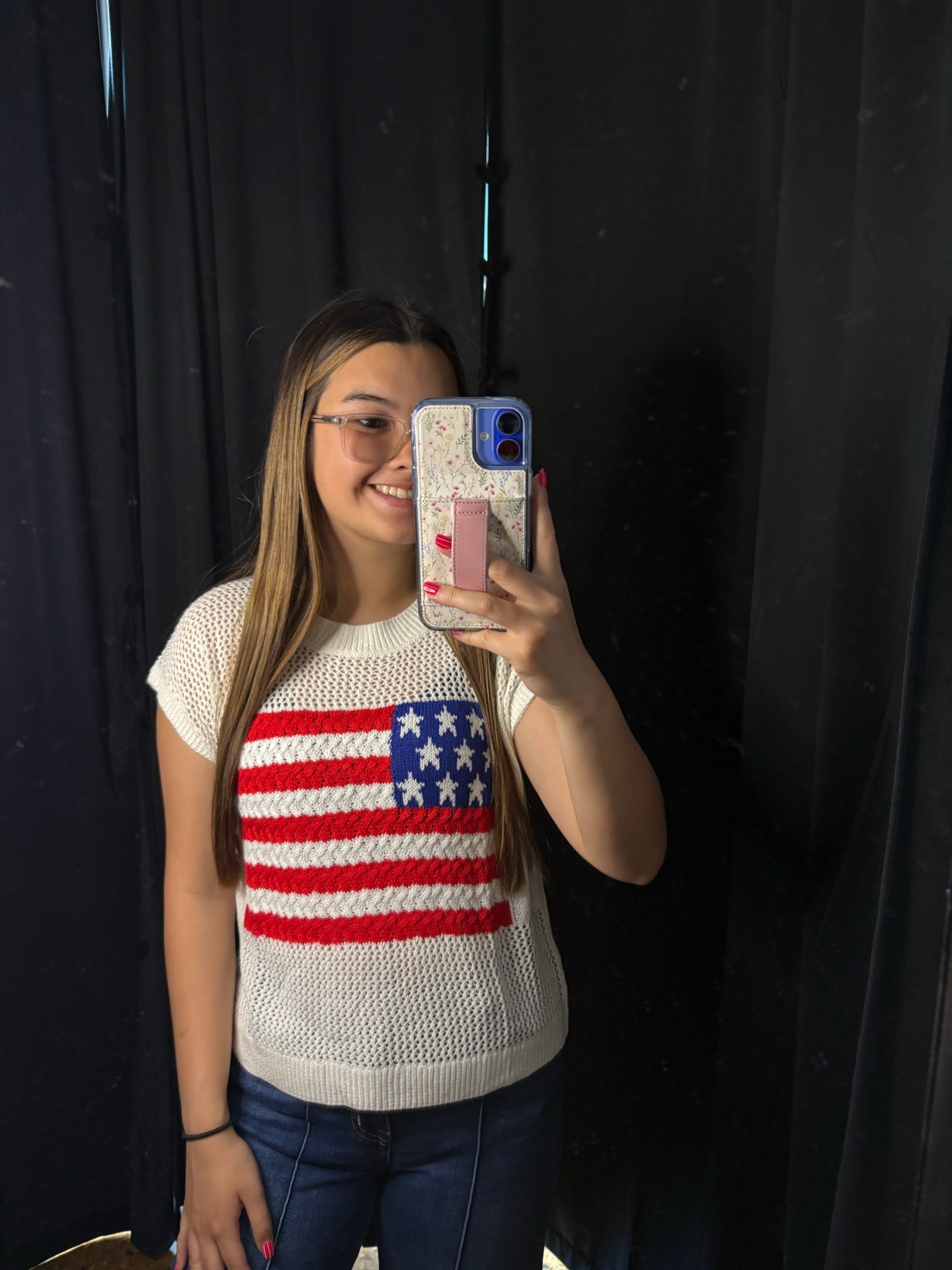 White USA Knit Top