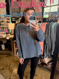 Navy Ribbed Long Sleeve Knit Top