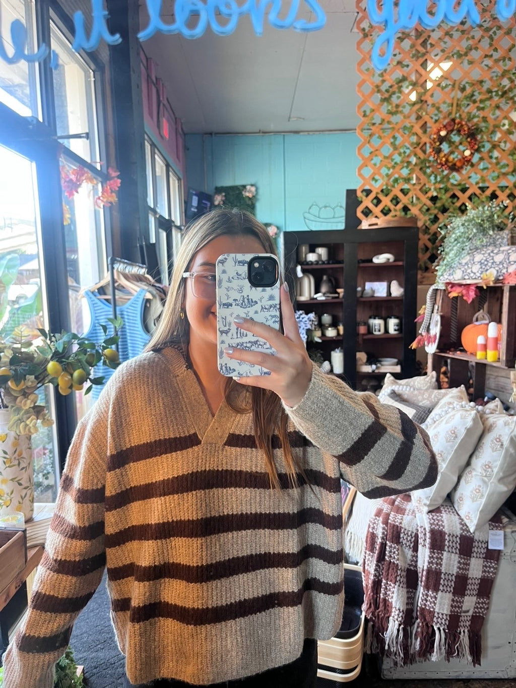 Tan/Mocha Striped Sweater