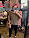 Dark Brown Ribbed Short Sleeve Top