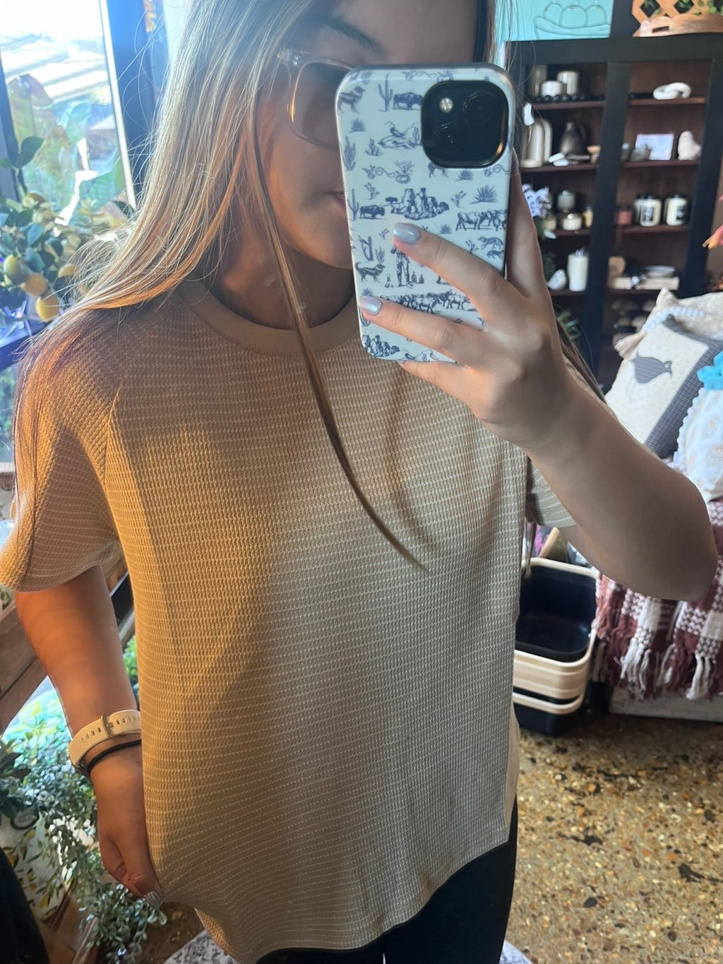 Taupe Striped Tee