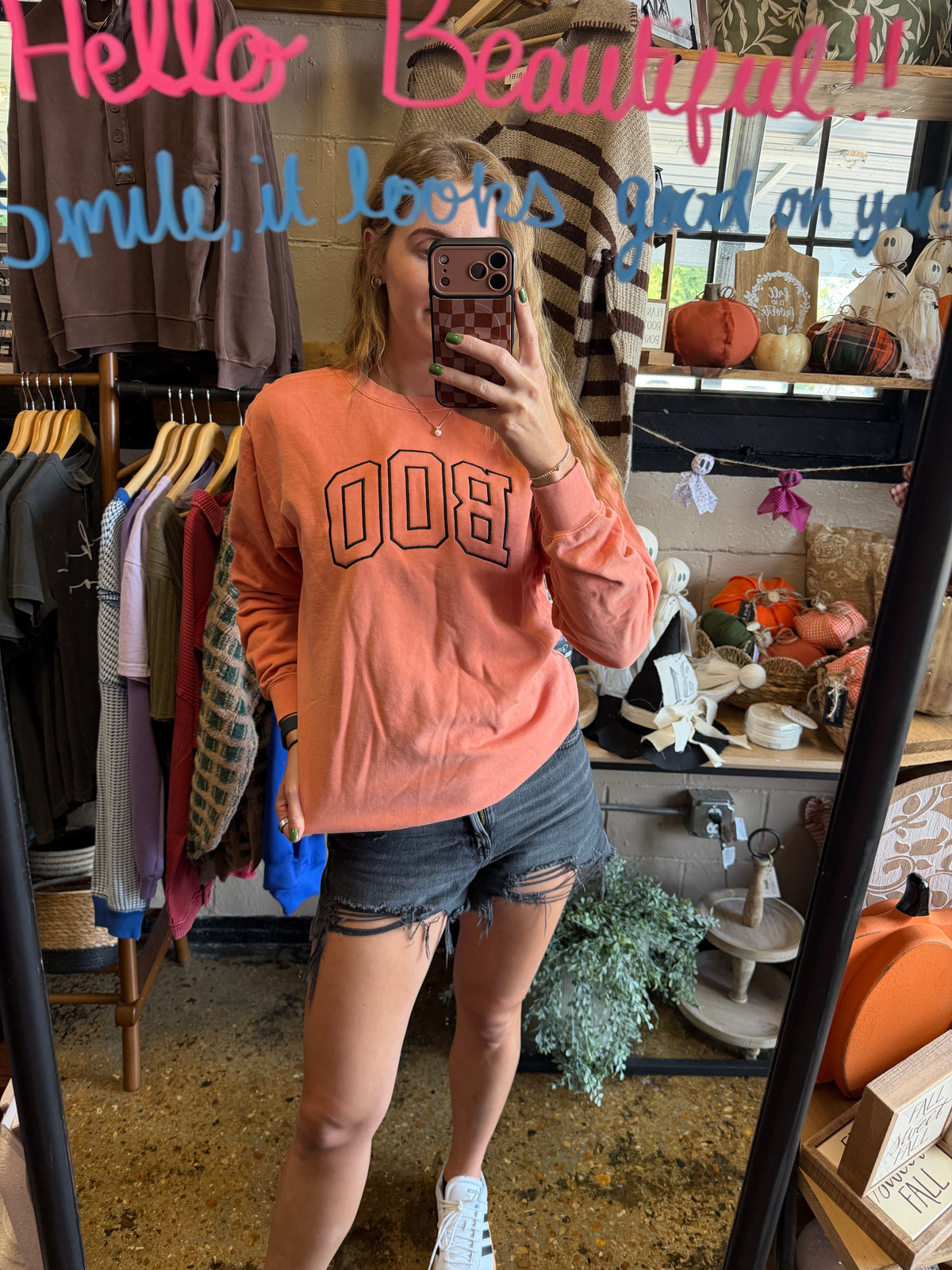 Orange BOO Embroidered Sweatshirt