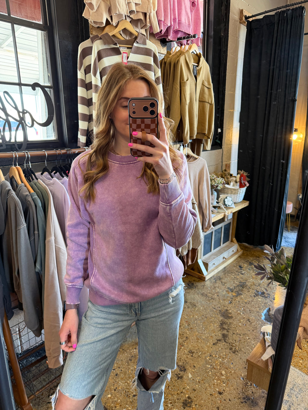 Violet Acid Washed Sweatshirt