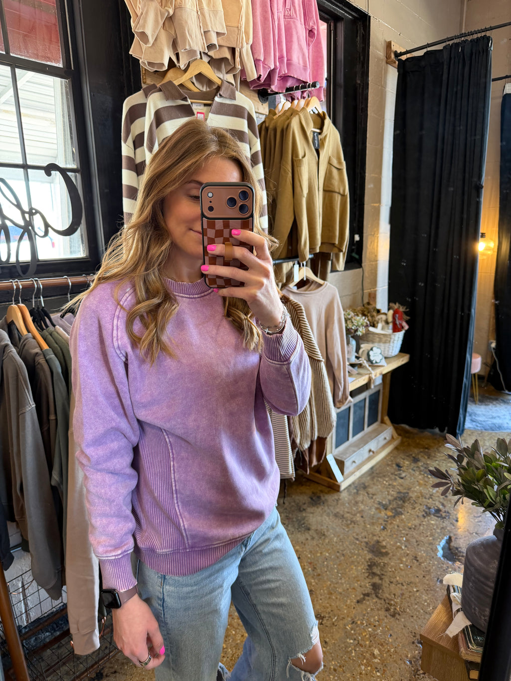 Violet Acid Washed Sweatshirt