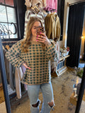 Checkered Oversized Green Sweater