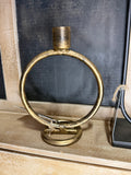 Foreside Home & Garden Brass Round Sculpture Taper Candle Holder Metal