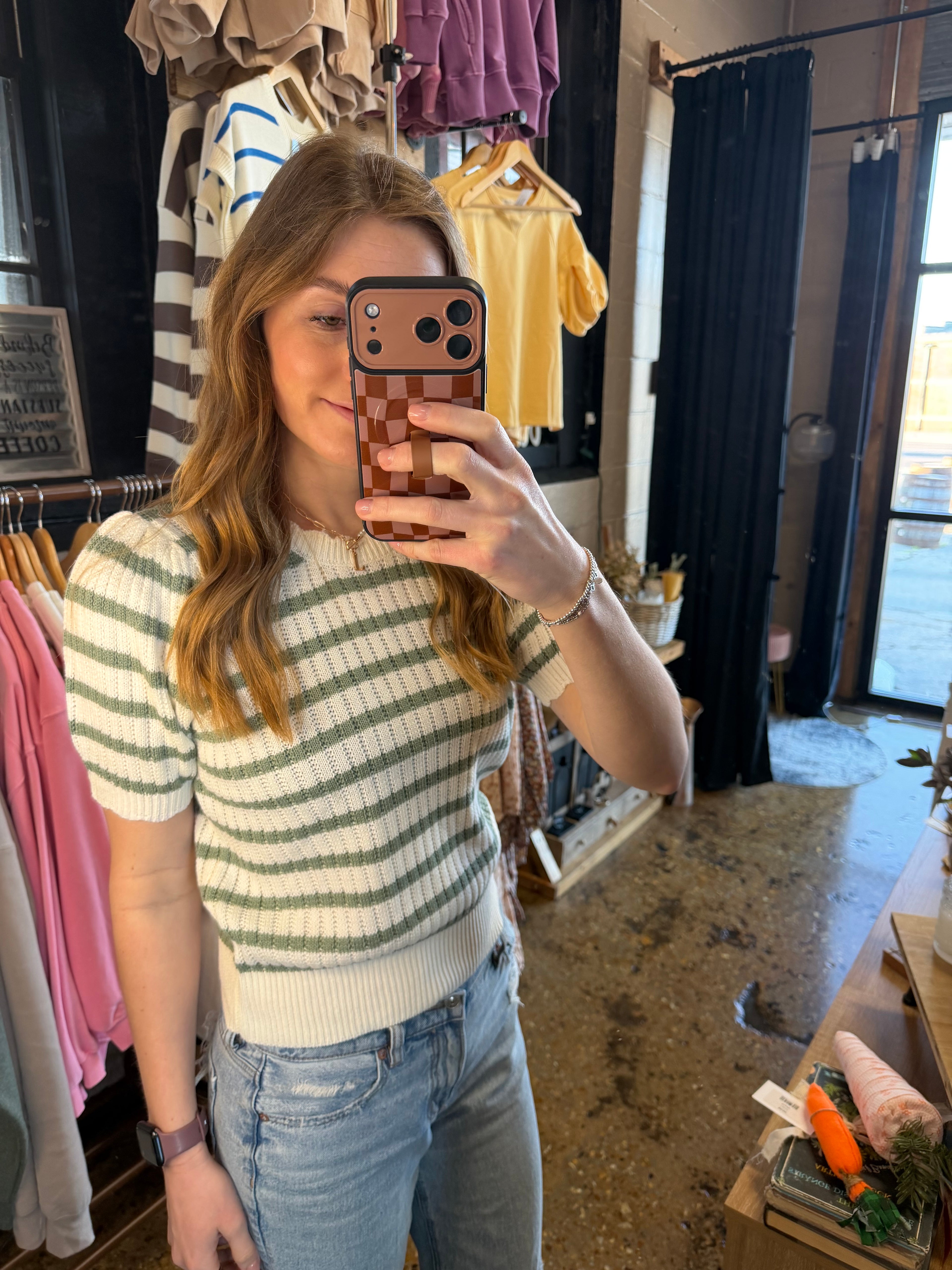 Green Scalloped Knit Top